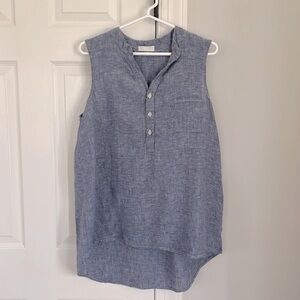 CP Shades Chambray Linen Sleeveless Blouse/Tunic
